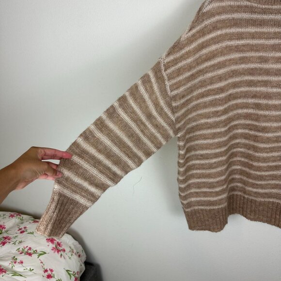 Jenni Kayne Women's Alpaca Cocoon Crew Neck Sweater L Stripe Minimalist Contempo - Picture 11 of 13